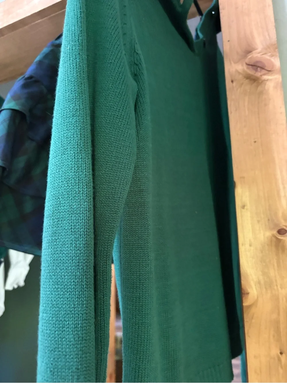 Gymboree Green Cable-Knit Sweater with Blue-Green Plaid Collar & Skirt
